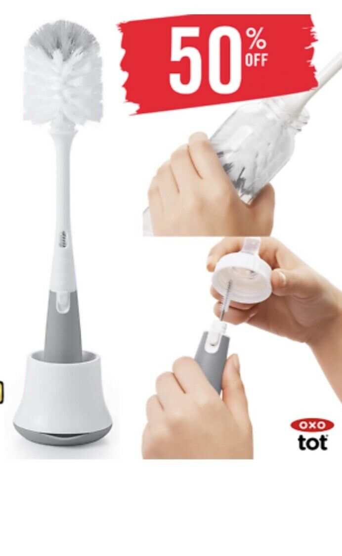 OXO Tot Bottle Brush With Bristled Cleaner, Gray 